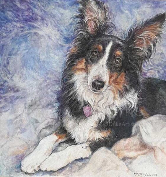 ktdukeartist-acrylic painting-dog portrait-shetland sheepdog-Kiera
