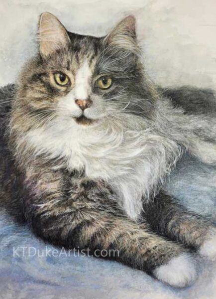 KtdukeArtist-cat portrait-watercolor and colored pencil-portrait of Toby
