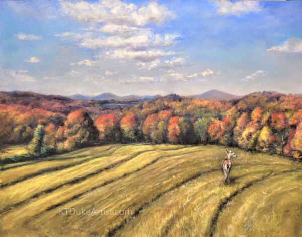 Ktdukeartist-pastel-landscape-fall foliage-mountains- deer-Pastelmat